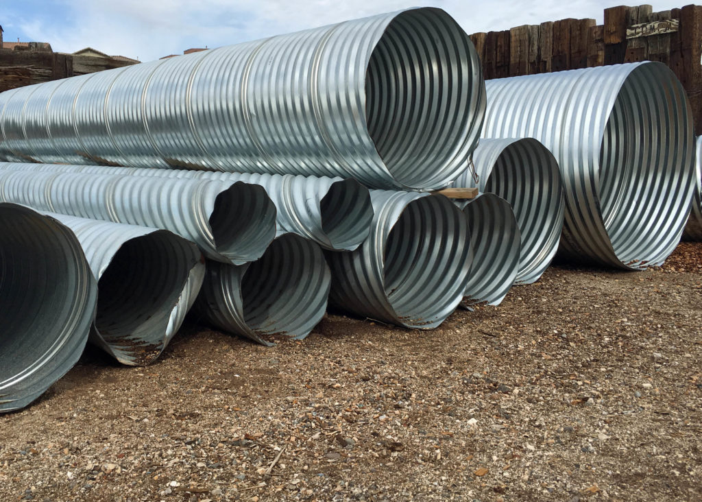 Culverts come in 20 foot lengths. Shown here are the various diameters sizes 